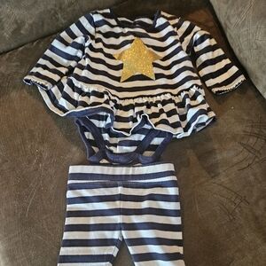 Sears Navy and White Striped Kids Matching Set